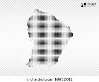 El vector de mitad de tono negro del mapa de la Guayana Francesa. en fondo transparente. Organizado en capas para una edición sencilla.