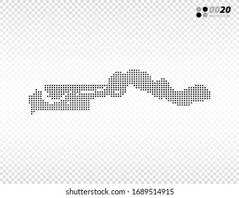 Vektorillustration halftone Punkte schwarz von Gambia Karte. auf transparentem Hintergrund. Organisiert in Schichten für einfache Bearbeitung.