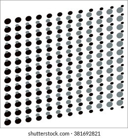 Vector halftone dots. Black and gray dots on white background.