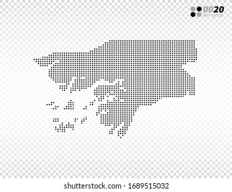 El vector de mitad de tono negro del mapa de Guinea Bissau. en fondo transparente. Organizado en capas para una edición sencilla.