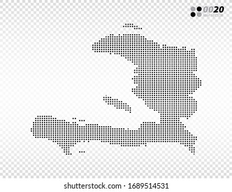 Vector halftone dots black of Haiti map. on transparent background. Organized in layers for easy editing.