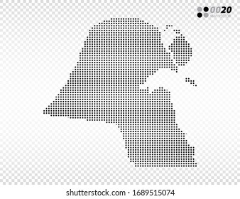 Vector halftone dots black of Kuwait map. on transparent background. Organized in layers for easy editing.