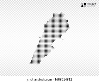 Vector halftone dots black of Lebanon map. on transparent background. Organized in layers for easy editing.