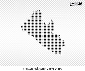 El vector de mitad de tono negro del mapa de Liberia. en fondo transparente. Organizado en capas para una edición sencilla.