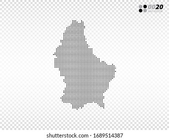 Vektorillustration halftone Punkte schwarz von Luxemburg Karte. auf transparentem Hintergrund. Organisiert in Schichten für einfache Bearbeitung.