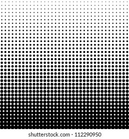Vector halftone dots. Black dots on white background.