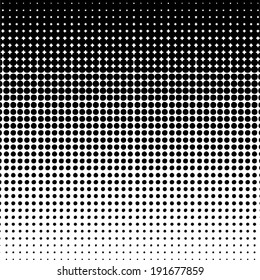 Vector halftone dots. Black dots on white background.