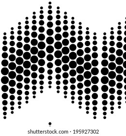 Vector halftone dots. Black dots on white background.