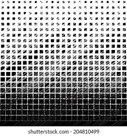 Vector halftone dots. Black dots on white background.