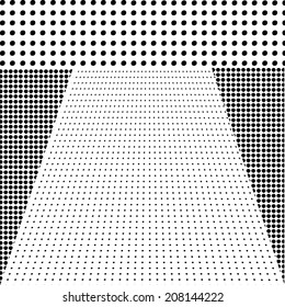 Vector halftone dots. Black dots on white background.