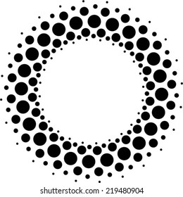 Vector halftone dots. Black dots on white background.