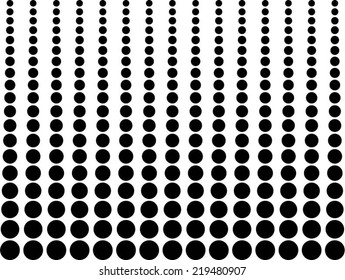 Vector halftone dots. Black dots on white background.