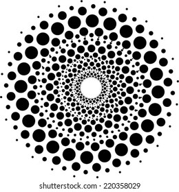 Vector halftone dots. Black dots on white background.