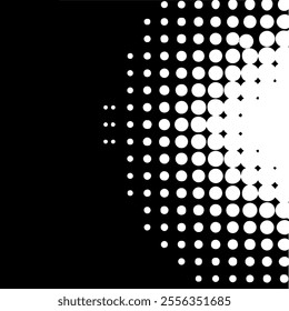 Vector halftone dots. Black dots on white background.