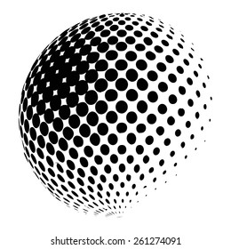 Vector halftone dots. Black dots on white background.