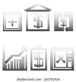 Vector halftone dots. Black dots on white background