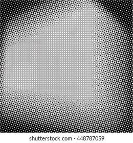 Vector halftone dots. Black dots on a gray background.