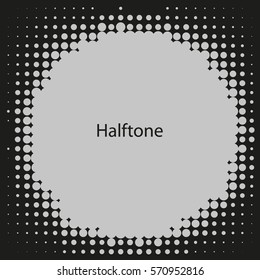 Vector halftone dots. Black dots on white background.