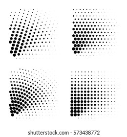 Vector halftone dots. Black dots on white background.