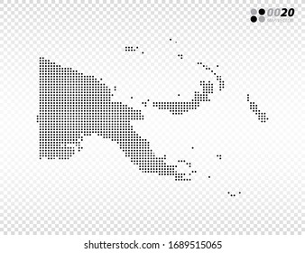 Vektorillustration halftone Punkte schwarz von Papua Neuguinea Karte. auf transparentem Hintergrund. Organisiert in Schichten für einfache Bearbeitung.