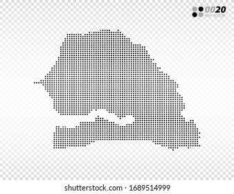 Vektorillustration halftone Punkte schwarz von Senegal Karte. auf transparentem Hintergrund. Organisiert in Schichten für einfache Bearbeitung.