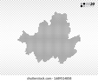 Vector halftone dots black of Seoul map. on transparent background. Organized in layers for easy editing.