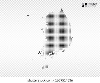 Vector halftone dots black of South Korea map. on transparent background. Organized in layers for easy editing.