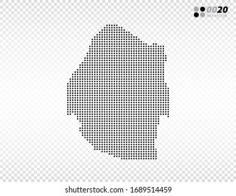 Vector halftone dots black of Swaziland map. on transparent background. Organized in layers for easy editing.