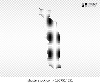 El vector de mitad de tono negro del mapa de Togo. en fondo transparente. Organizado en capas para una edición sencilla.