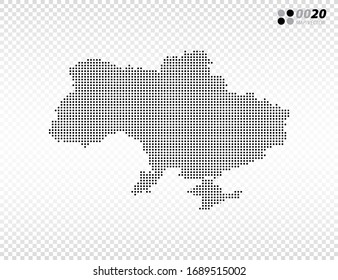 El vector de mitad de tono negro del mapa de Ucrania. en fondo transparente. Organizado en capas para una edición sencilla.