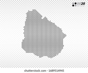 Vektor Halftone Punkte schwarz von Uruguay Karte. auf transparentem Hintergrund. Organisiert in Schichten für einfache Bearbeitung.