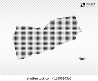 Vector halftone dots black of Yemen map. on transparent background. Organized in layers for easy editing.