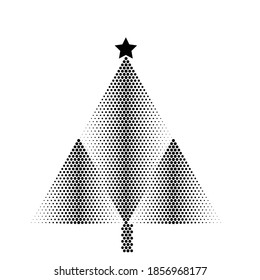 Vector Halftone dots Christmas tree . poster with different elements. Abstract Geometrical Poster. Modern Design Template with geometric shapes in various forms.illustration.