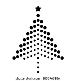 Vector Halftone dots Christmas tree . poster with different elements. Abstract Geometrical Poster. Modern Design Template with geometric shapes in various forms.illustration.
