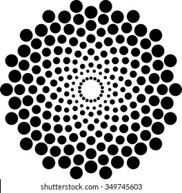 Vector Halftone Dots Circle Shaped. Spiral Logo Design