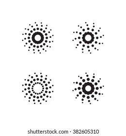 Vector Halftone Dots Circles. Spiral Dotted Logo Design. 