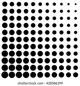 Vector halftone dots for design templates. Black dots on white background.