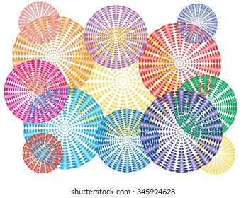 Vector halftone dots in the form of colorful circle