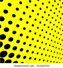 Vector halftone dots, illustration. Yellow background 