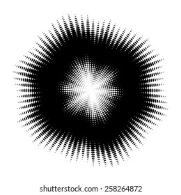 Vector Halftone Dots Music Wave Background .