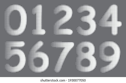 Vector halftone dots numbers set.
