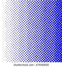 Vector halftone dots pattern. Blue Dots On White Background. Monochrome half-tone.