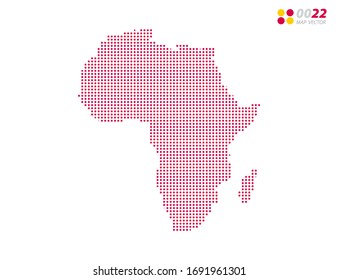 Vector halftone dots red of Africa map. on white background. Organized in layers for easy editing.