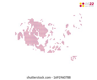Los puntos de semitono vectorial rojo del mapa de las Islas Aland. sobre fondo blanco. Organizado en capas para una edición sencilla.