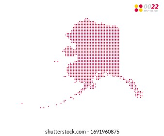 Vector halftone dots red of Alaska map. on white background. Organized in layers for easy editing.