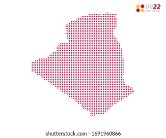 Vector halftone dots red of Algeria map. on white background. Organized in layers for easy editing.