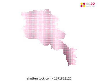 Vector halftone dots red of Armenia map. on white background. Organized in layers for easy editing.