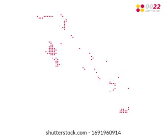 Vector halftone dots red of The Bahamas map. on white background. Organized in layers for easy editing.