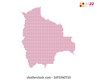 Vector halftone dots red of Bolivia map. on white background. Organized in layers for easy editing.