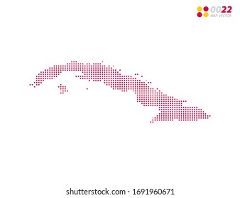 Vector halftone dots red of Cuba map. on white background. Organized in layers for easy editing.